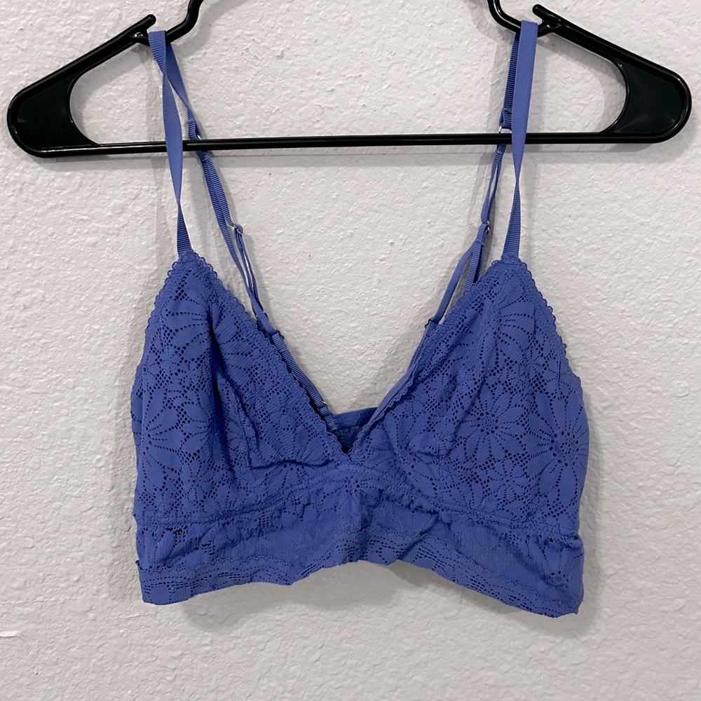 Aerie Lacy Bralette Size Large Blue